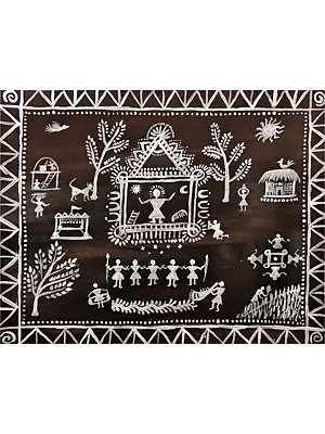 Warli Art | Tribal Art | Acrylic on Paper | by Ankit Badge