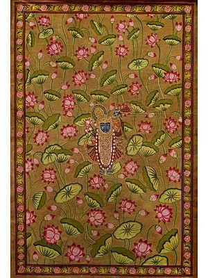 Divine Lord Shrinathji | Pichwai Painting on Cotton | by Narendra