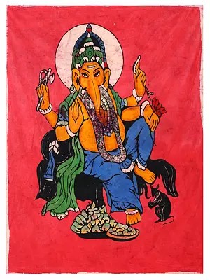 Blessing Lord Ganesha | Batik Painting on Cotton