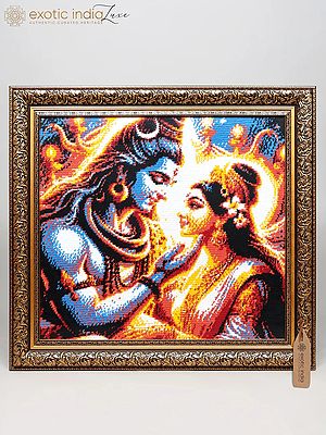 37" Large Divine Love of Lord Shiva and Goddess Parvati | Wall Decor