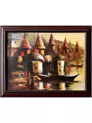 Stillness Amidst the Sacred | Acrylic Painting on Canvas | Without Frame | by Raj Kumar Singh