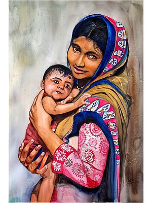 Mother and Child | Water Colour on Paper | by Priya Ghosh