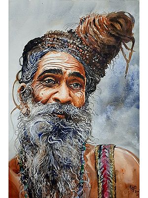 The Sacred Ascetic | Water Colour on Paper | by Priya Ghosh