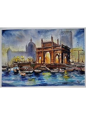Ancient Monuments - Gateway of India | Water Colour on Paper | by Priya Ghosh