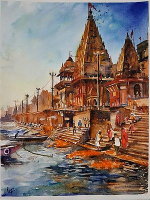 Banaras - The Place Where the Soul Meets Lord Shiva | Water Colour on Paper | by Priya Ghosh