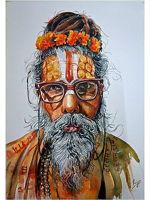 The Sacred Sage | Water Colour on Paper | by Priya Ghosh