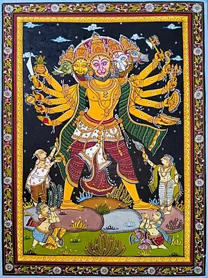 Panchmukhi Lord Hanuman | Pattachitra Painting | by Akankshya Panda