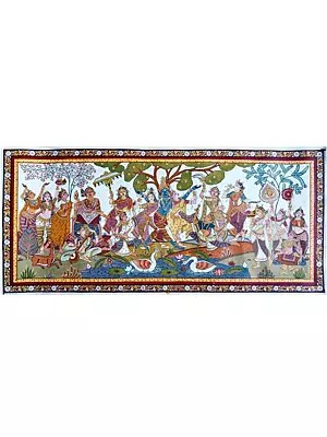 Radha-Krishna with the Gopis | Raas Leela | Pattachitra Painting | by Akankshya Panda