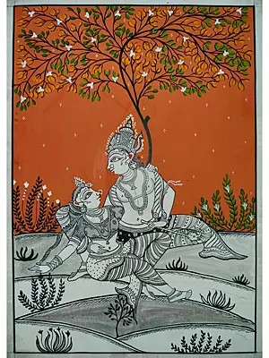 Divine Radha-Krishna | Pattachitra Painting | by Akankshya Panda