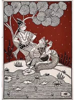 Radha and Krishna - Manbhanjan | Pattachitra Painting | by Akankshya Panda