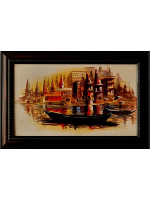 Golden Ghat | Acrylic Painting on Canvas | Unframed | by Raj Kumar Singh