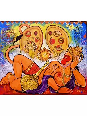 Lord Hanuman Painting - Protector of the Devotee | Acrylic on Canvas | by Arjun Das