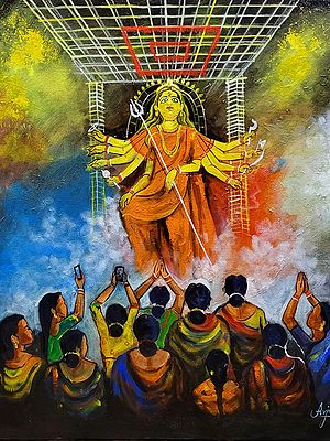 Goddess Shakti Painting - The Divine Power | Acrylic on Canvas | by Arjun Das