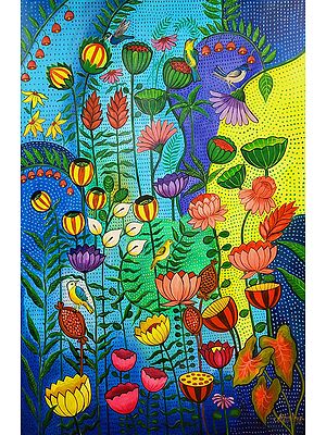 Floral Garden Painting | Acrylic on Canvas | by Arjun Das