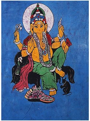 Blessing Lord Ganesha | Batik Painting on Cotton