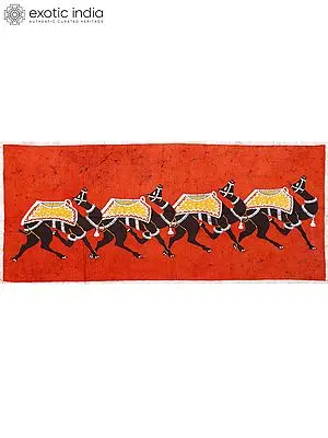 Procession of Camels Batik Painting on Cotton