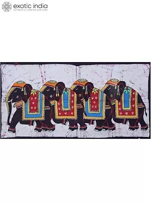 The Royal Procession of Elephants | Batik Painting