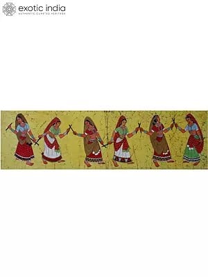 Dandiya Raas Batik Painting - Indian Folk Dance Artwork