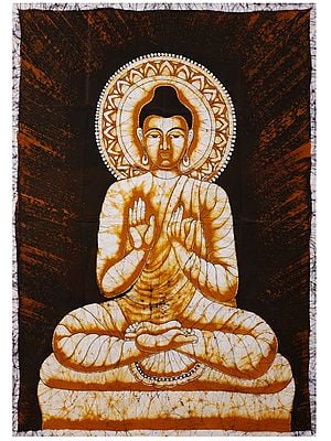 Buddha in Dharmachakra Mudra | Batik Painting on Cotton