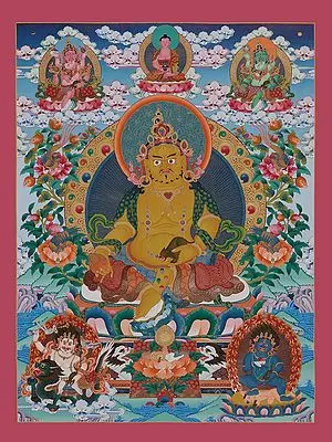 The Tibetan Buddhist God of Wealth - Kubera (Brocadeless Thangka)