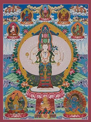 Amoghpasha Lokeshvara Thangka (Brocadeless Thangka)
