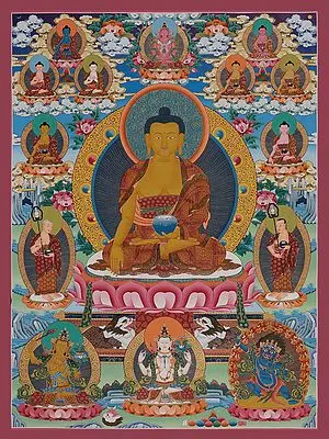 Shakyamuni Buddha Thangka (Brocadeless Thangka)