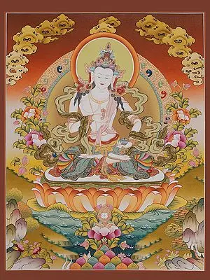 Vajrasattva YabYum Thangka (Brocadeless Thangka)