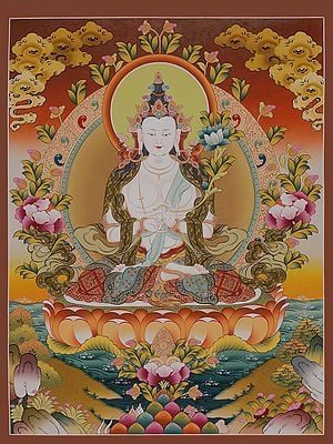 Chinese Buddha Thangka (Brocadeless Thangka)