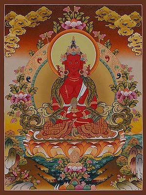 Dhyana Mudra Buddha Thangka Painting (Brocadeless)