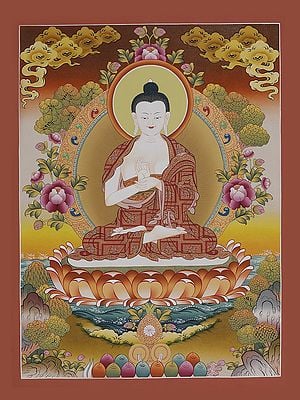 White Buddha Thangka (Brocadeless Thangka)