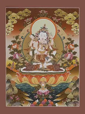 Vajrasattva Shakti Thangka the Union of Compassion and Wisdom (Brocadeless Thangka)