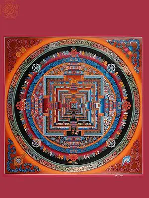 Kalachakra Mandala with Border (Brocadeless Thangka)