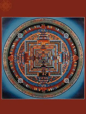 Buddhist Kalachakra Mandala Painting With Pure 24-carat Gold