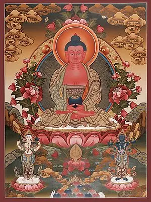 Amitabha Buddha Thangka (Brocadeless Thangka)