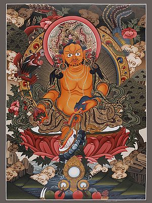 The Wealth Deity of Tibetan Buddhist - Kubera (Brocadeless Thangka)