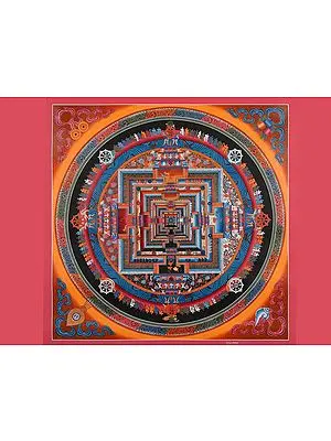 Kalachakra Mandala with Border (Brocadeless Thangka)