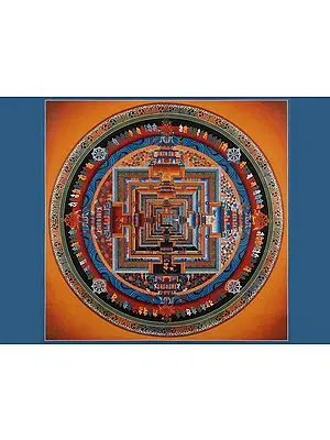 Kalachakra Mandala with Border (Brocadeless Thangka)