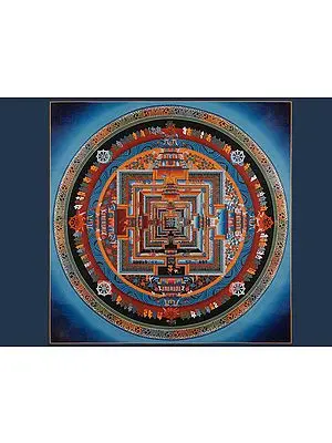 Kalachakra Mandala with Border (Brocadeless Thangka)