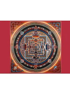 Kalachakra Mandala with Border (Brocadeless Thangka)