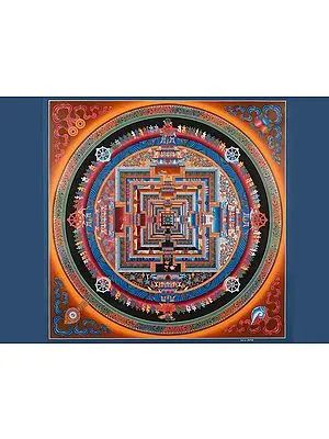 Kalachakra Mandala with Border (Brocadeless Thangka)