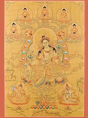Goddess Green Tara - Tibetan Buddhist (Brocadeless Thangka)