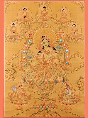 Devi Green Tara - Tibetan Buddhist (Brocadeless Thangka)