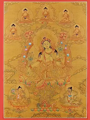 Goddess Green Tara - Tibetan Buddhist (Brocadeless Thangka)