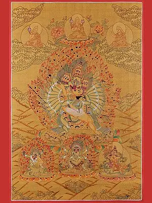 Six Hands Mahakala Thangka (Brocadeless Thangka)