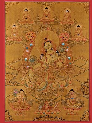 Tibetan Buddhist - Goddess Green Tara (Brocadeless Thangka)