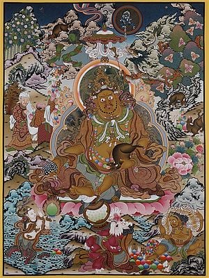 The Wealth God of Tibetan Buddhist - Kubera (Brocadeless Thangka)