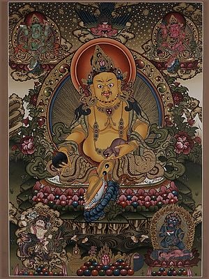 Panch Kubera Thangka Painting | Buddhist Artwork (Brocadeless Thangka)