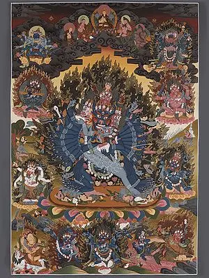 Yamantaka,The Destroyer of Death (Brocadeless Thangka)