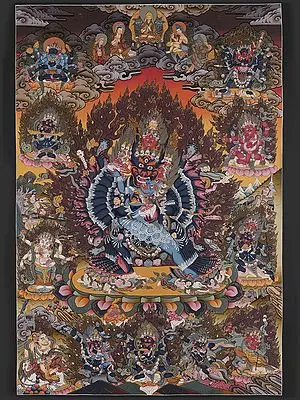 Yamantaka,The Destroyer of Death (Brocadeless Thangka)