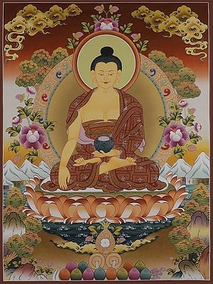 Tibetan Buddhist - Shakyamuni Buddha (Brocadeless Thangka)